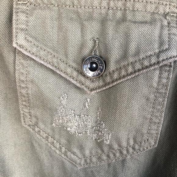 FREE PEOPLE MOONCHILD DISTRESSED OVERSIZE MOSS GREEN JACKET XS - Picture 5 of 12